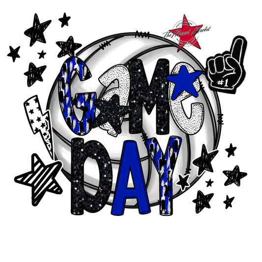 Volleyball Game Day Scrape-Blue