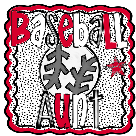 Baseball Aunt Dot Design-Red