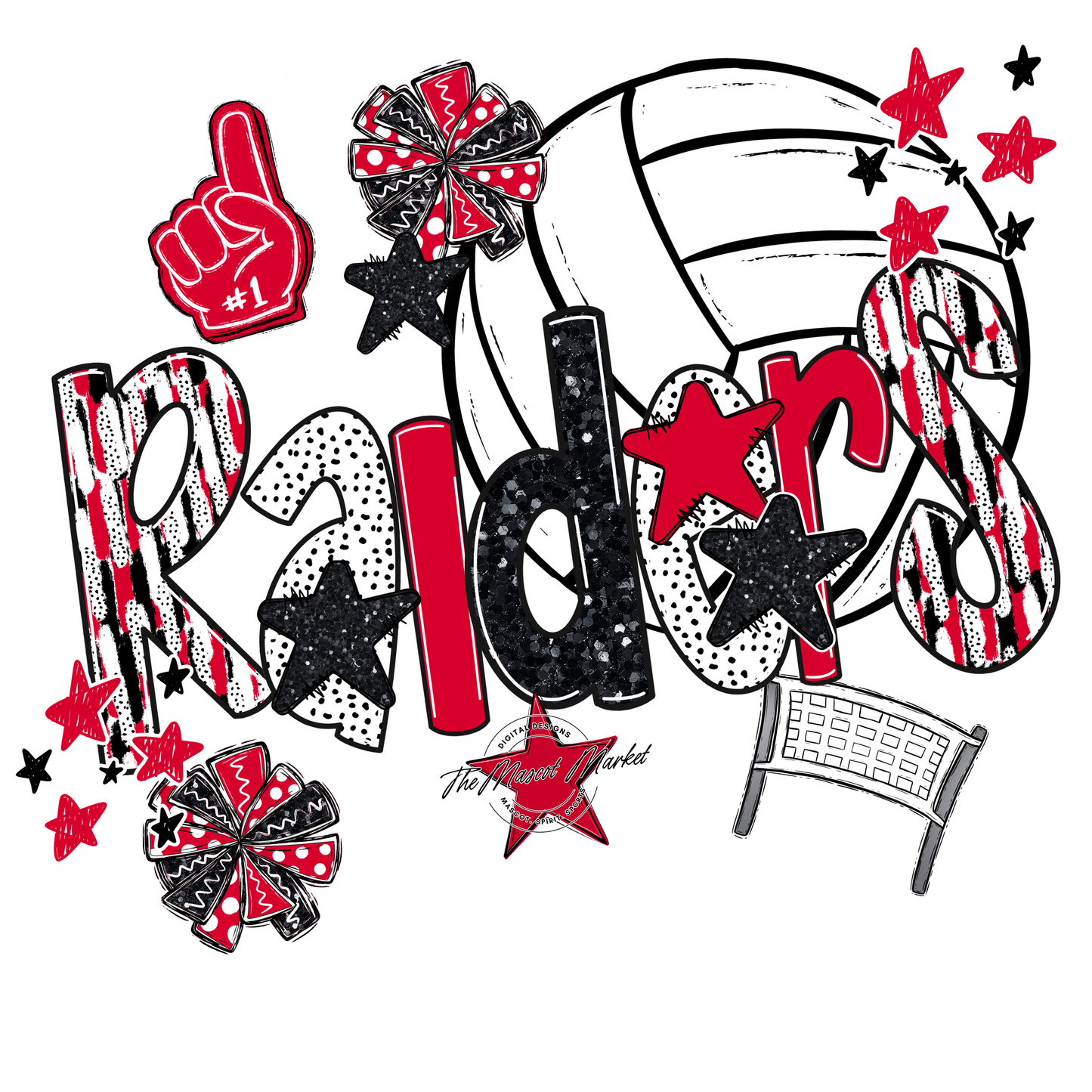 Raiders Volleyball Scrape-Red