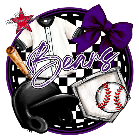 Bears Circle Baseball Design-Purple
