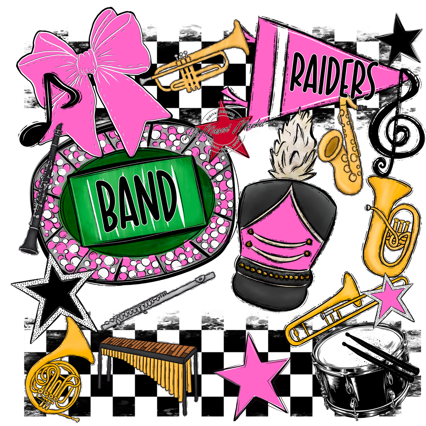 Raiders Band Checkers Design-Baby Pink
