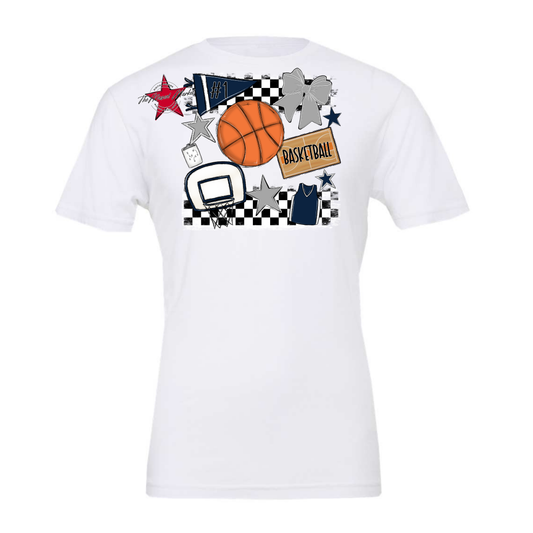 Basketball Checkers Spirit Design-Navy-Grey