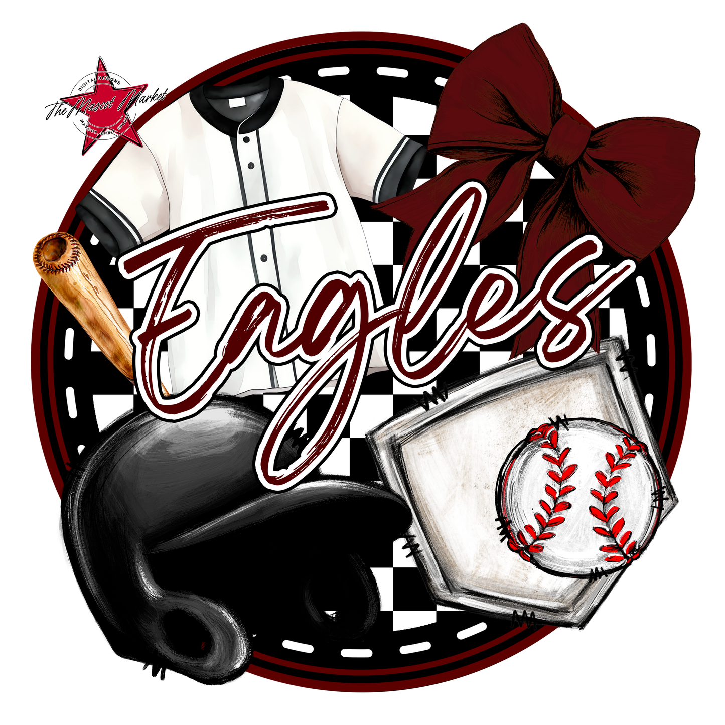 Eagles Circle Baseball Design-Maroon