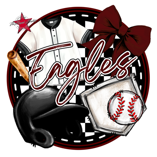 Eagles Circle Baseball Design-Maroon