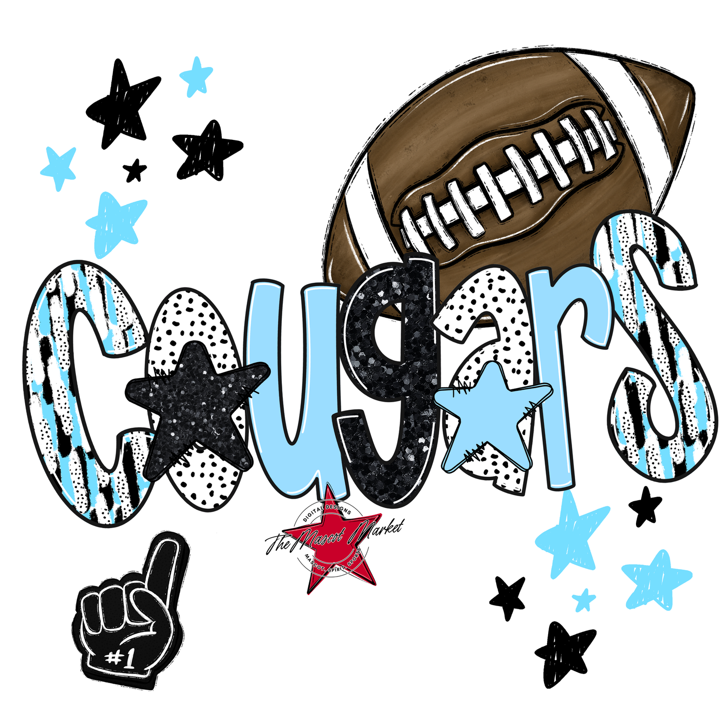 Cougars Football Scrape-Columbia Blue