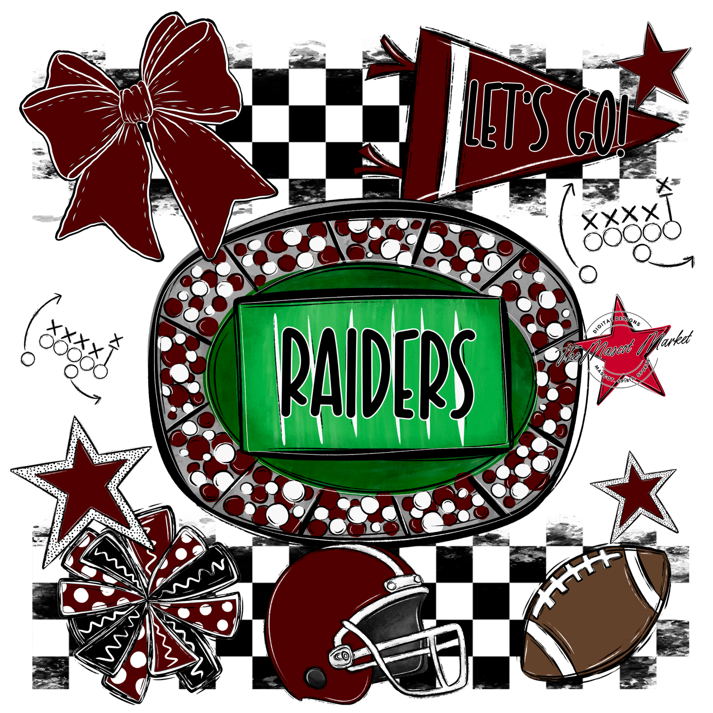 Raiders Checkers Spirit Design-Maroon