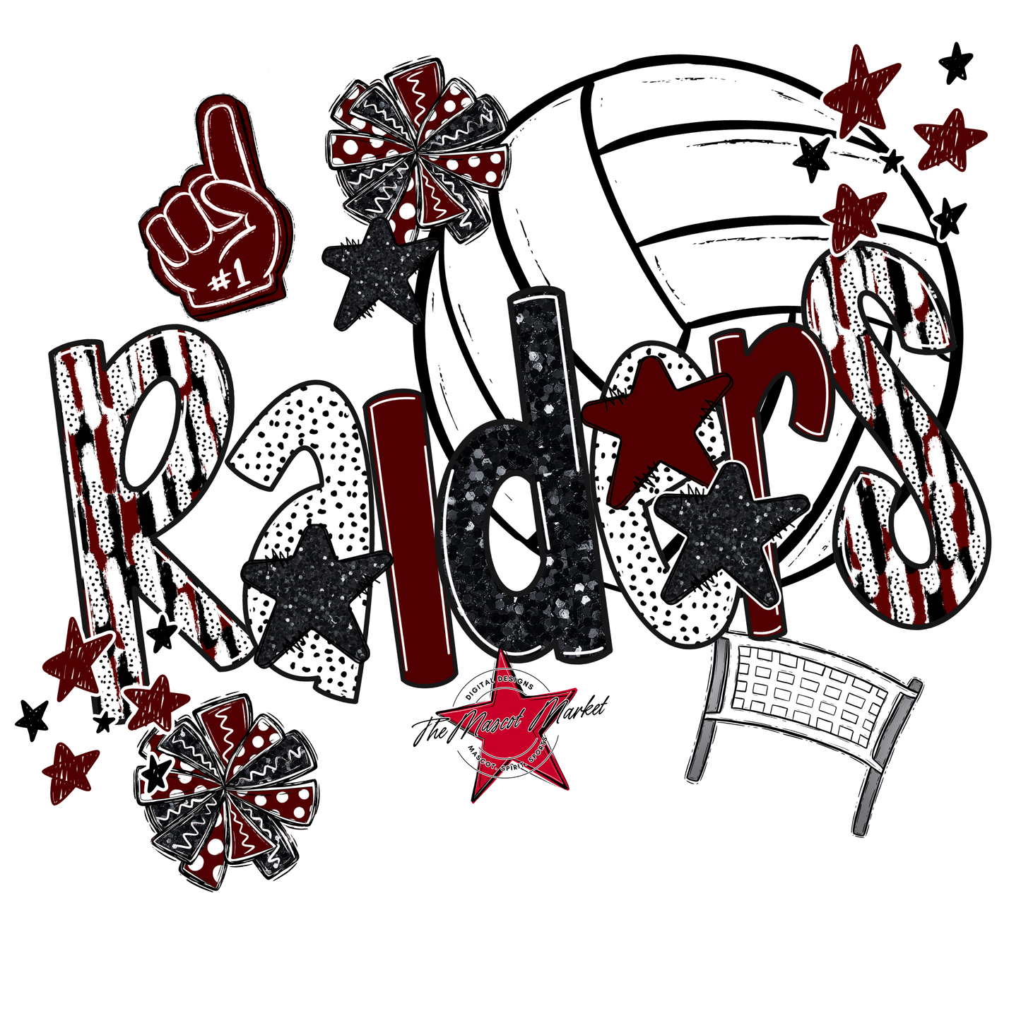 Raiders Volleyball Scrape-Maroon