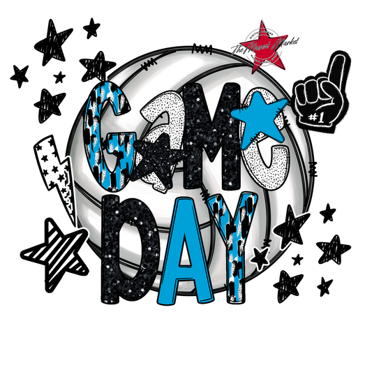 Volleyball Game Day Scrape-Carolina Blue