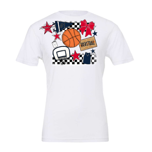 Basketball Checkers Spirit Design-Navy-Red
