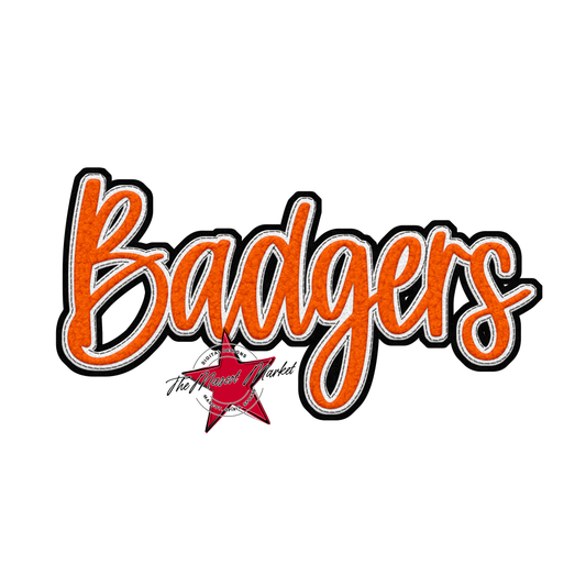 Badgers Faux Chenille Patch Design-Orange