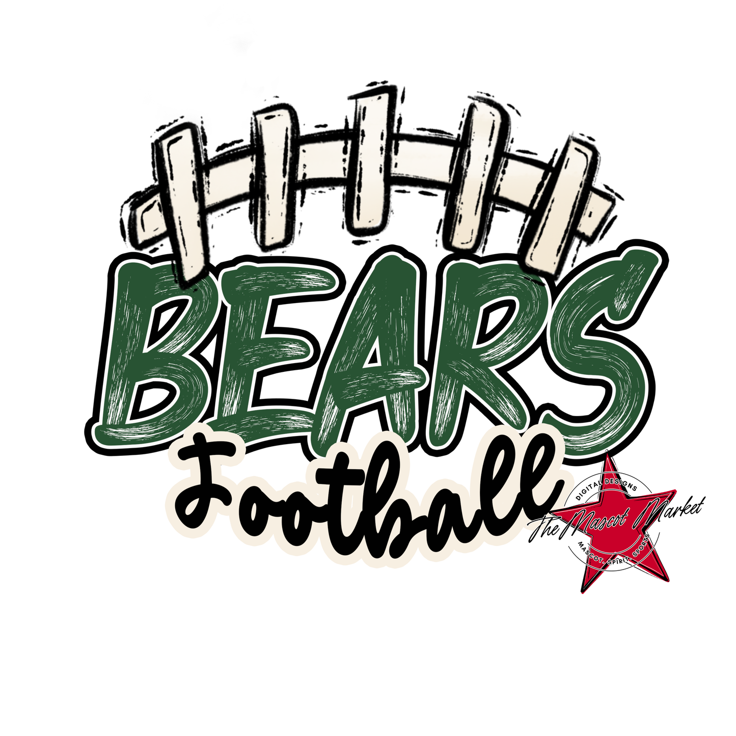 Bears Scratchy Varsity Football Design-Green