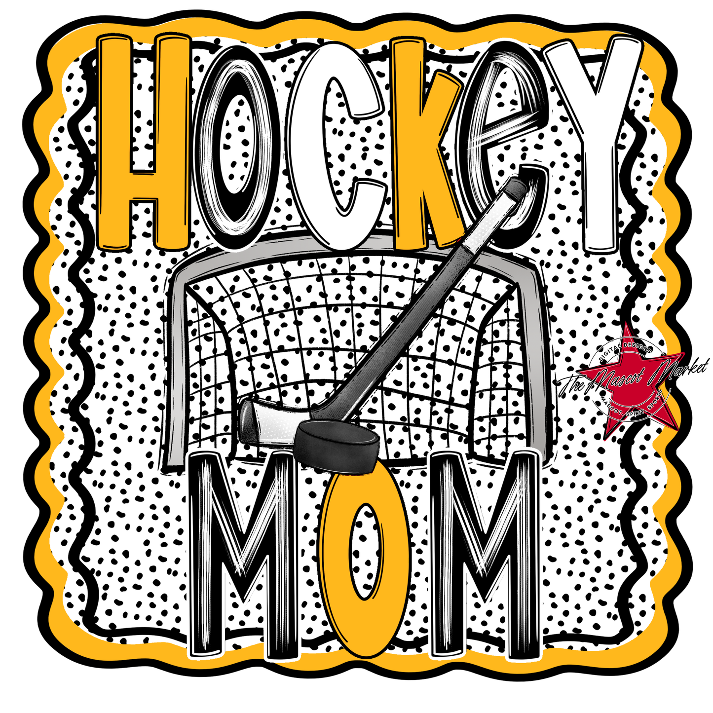 Hockey Mom Dot Design-Yellow