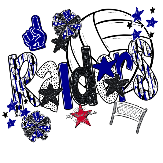 Raiders Volleyball Scrape-Blue