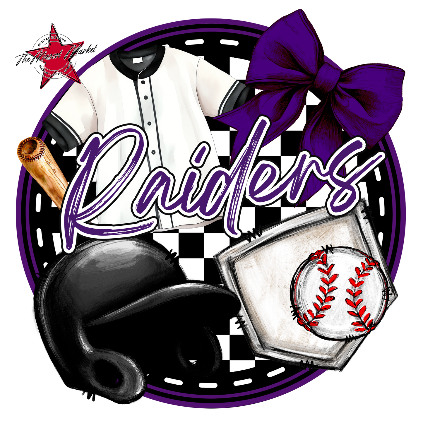 Raiders Circle Baseball Design-Purple