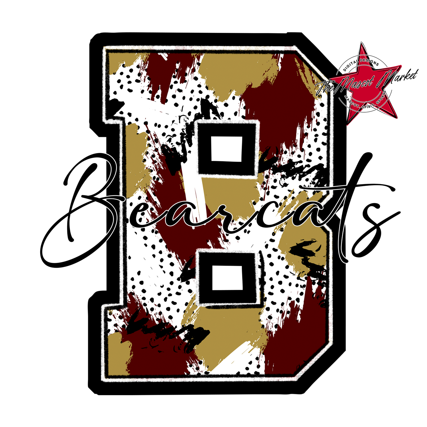 Bearcats Alpha Paint Splat Design-Maroon-Gold