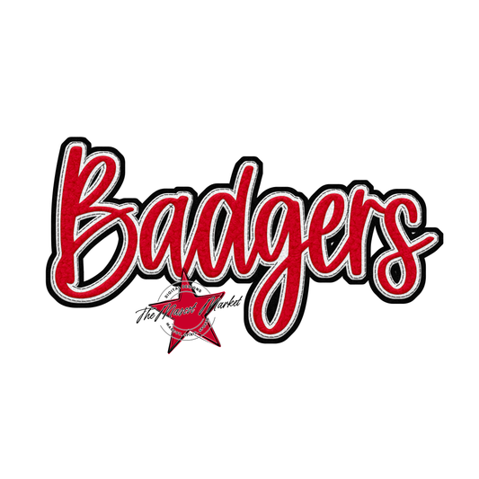 Badgers Faux Chenille Patch Design-Red