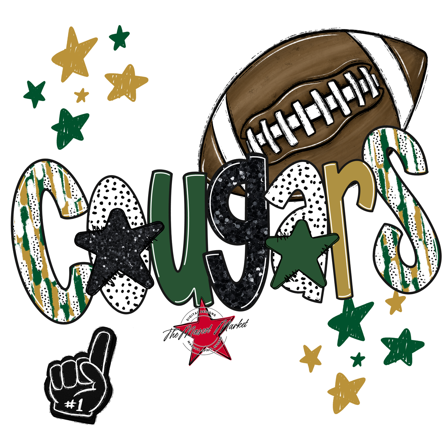 Cougars Football Scrape-Green-Gold