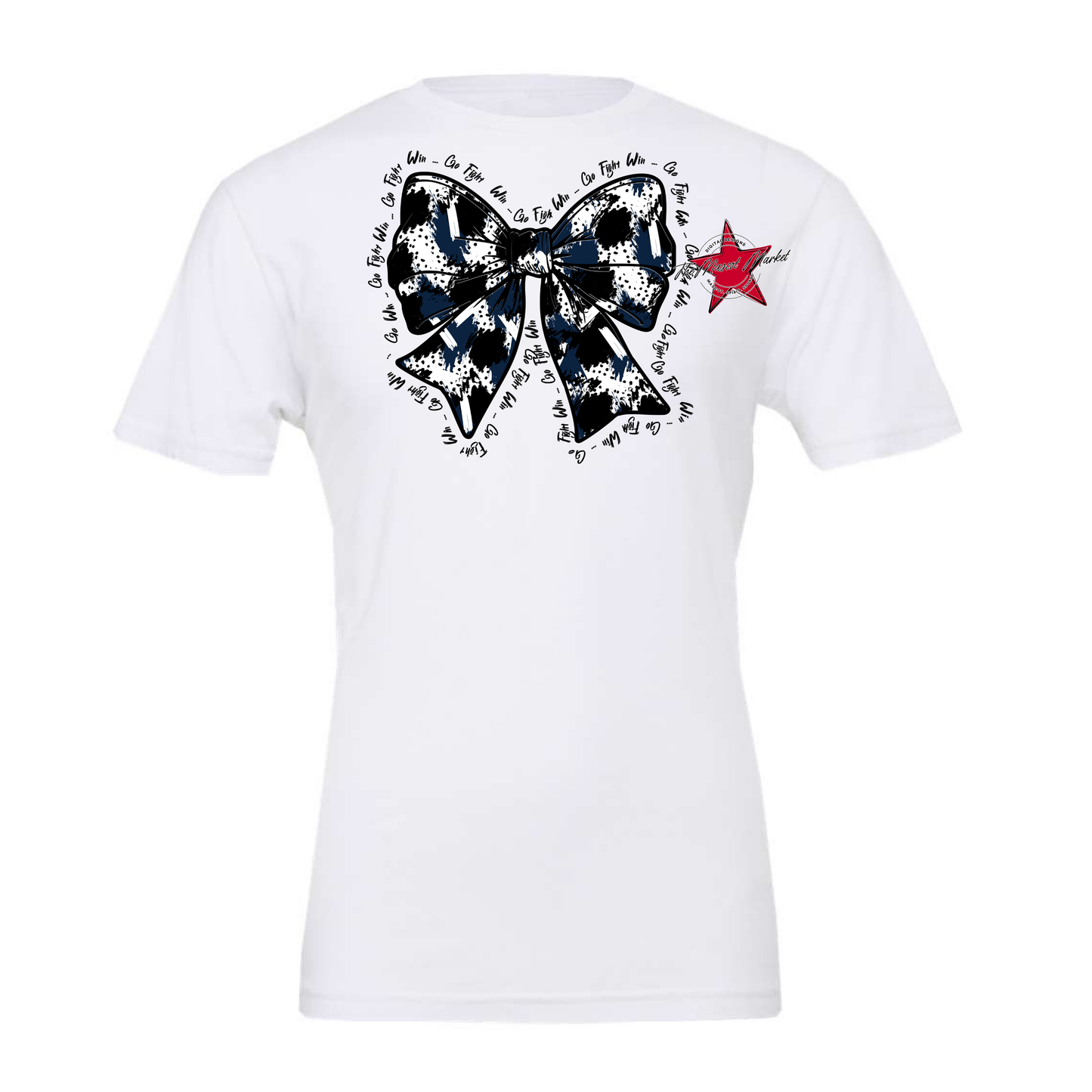 Go, Fight, Win, Splatter Bow Design-Navy