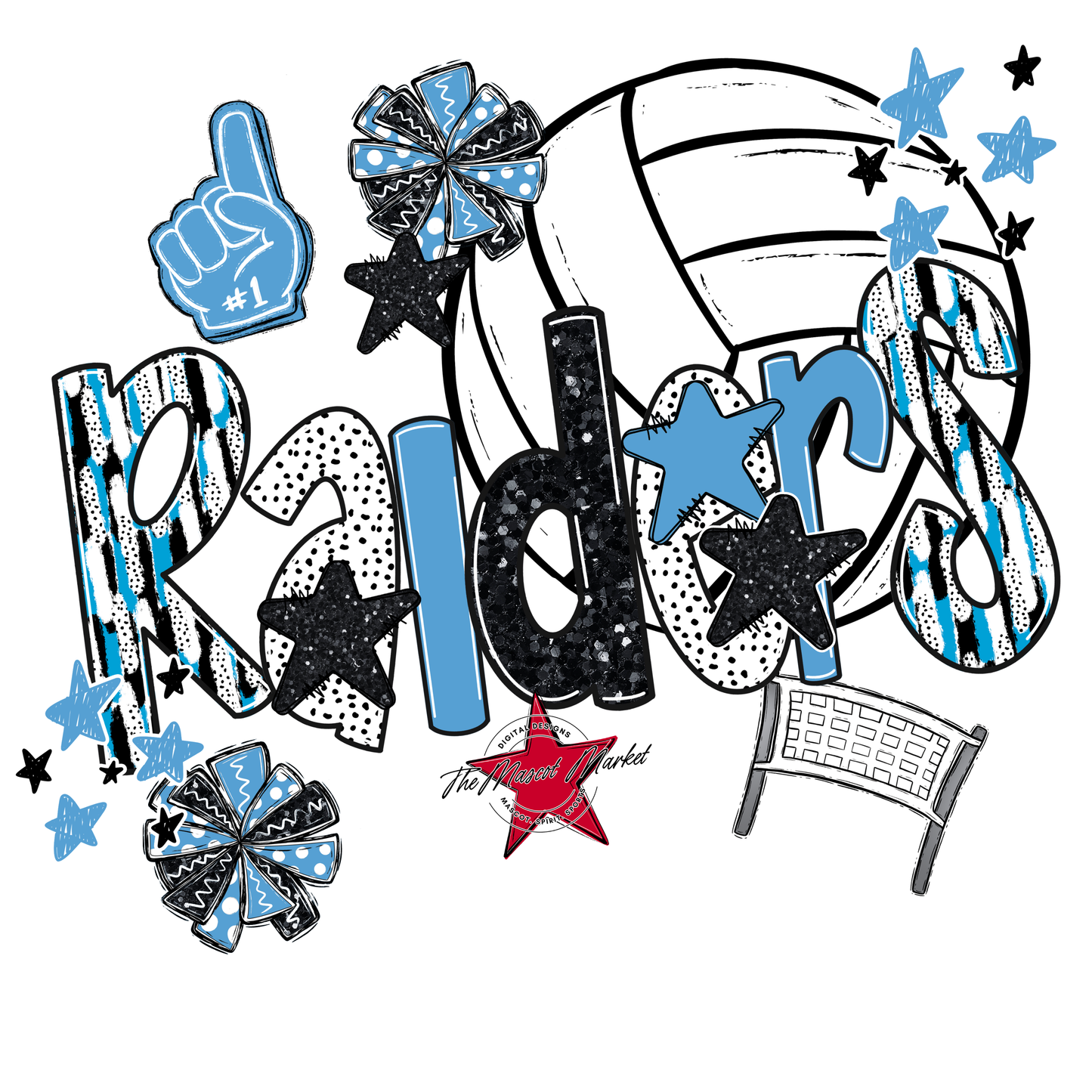 Raiders Volleyball Scrape-Carolina Blue