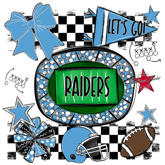 Raiders Checkers Spirit Design-Carolina Blue