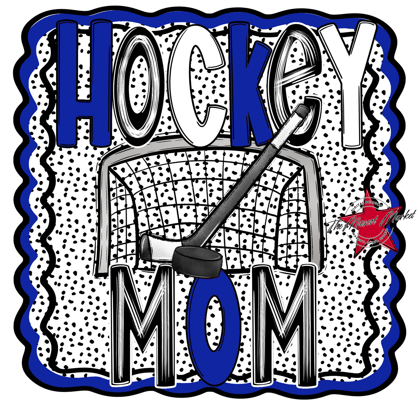 Hockey Mom Dot Design-Royal Blue