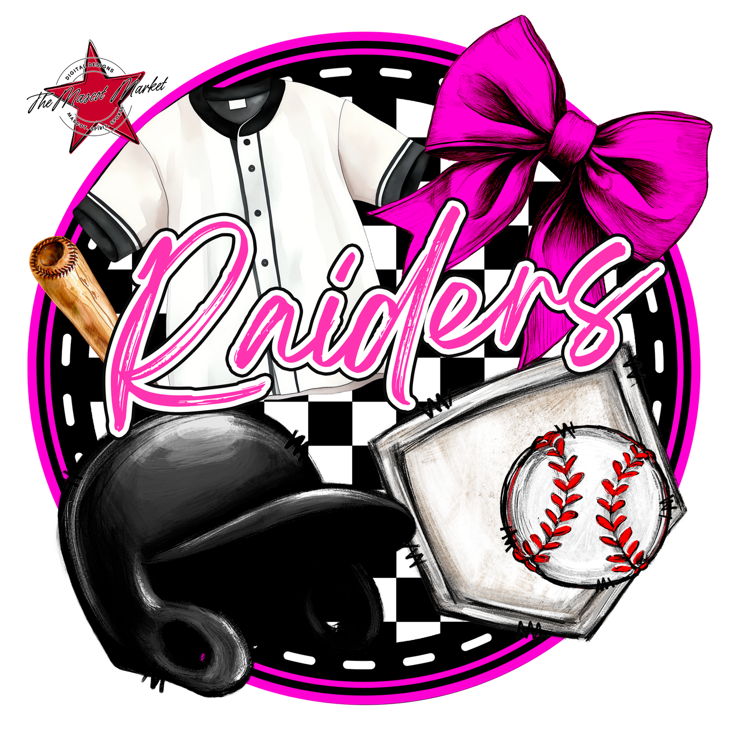 Raiders Circle Baseball Design-Pink