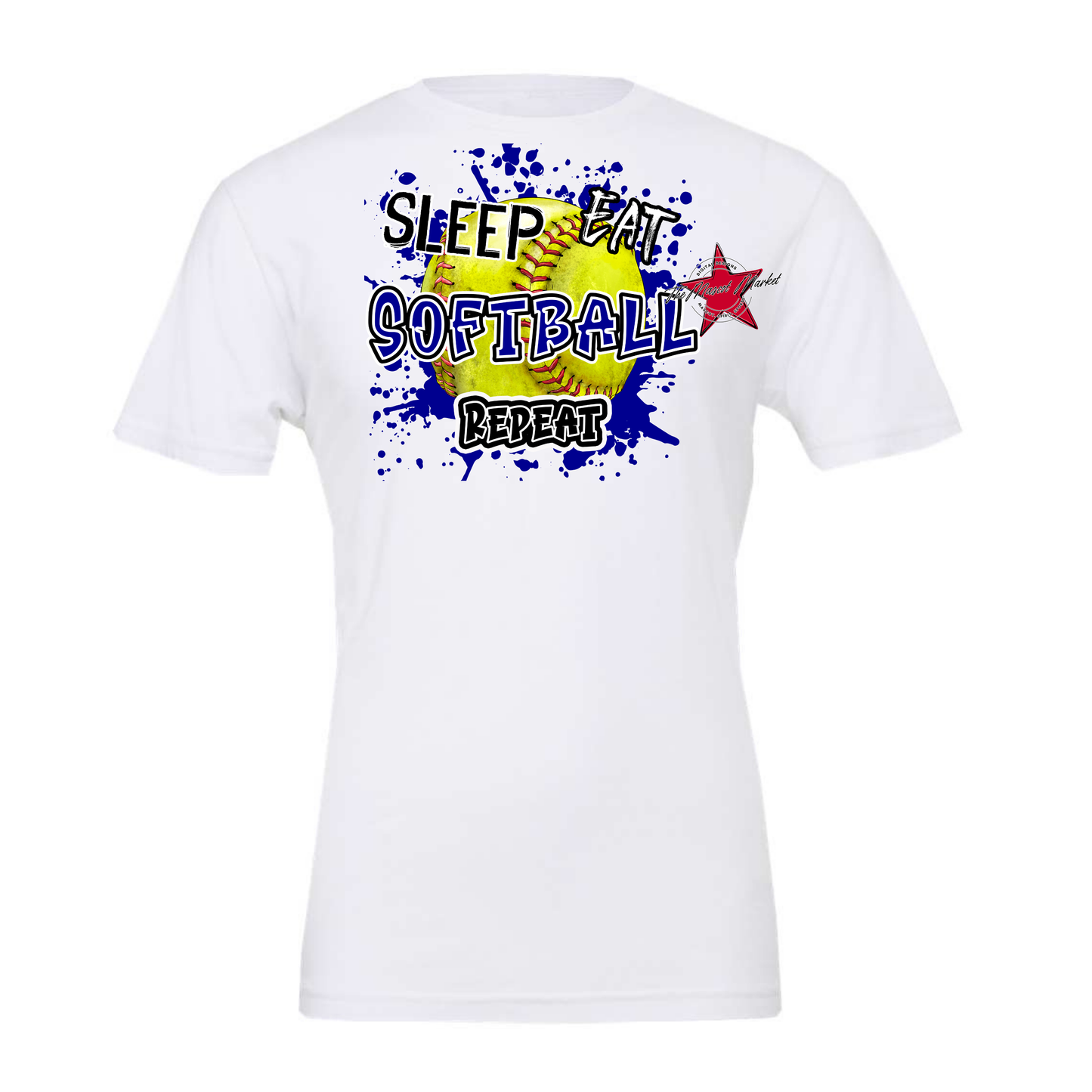 Eat Sleep Softball Repeat-Blue