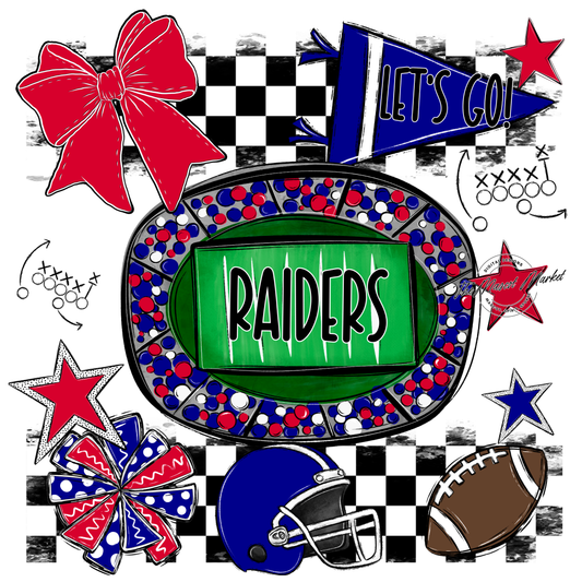 Raiders Checkers Spirit Design-Blue-Red