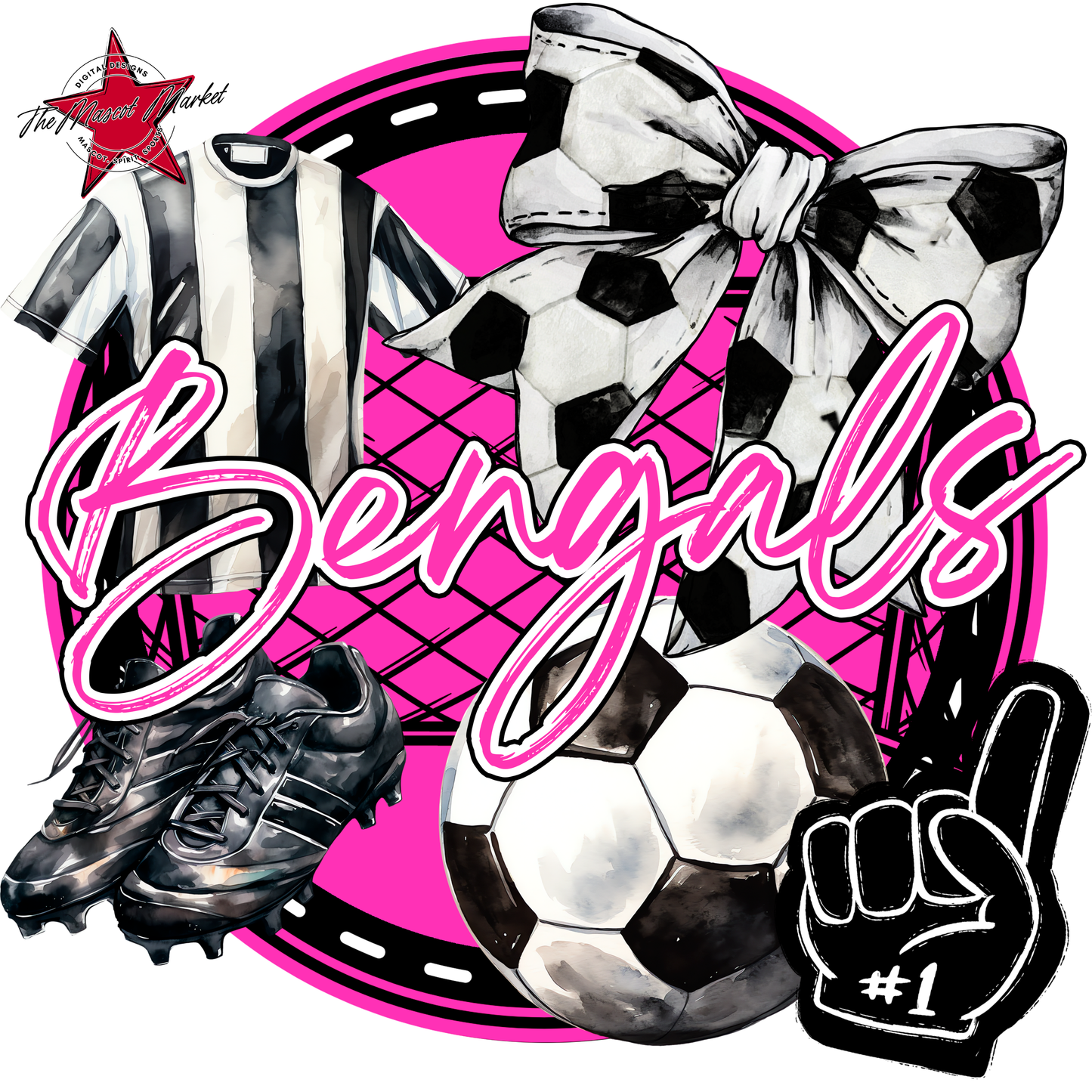 Bengals Circle Soccer Design-Pink