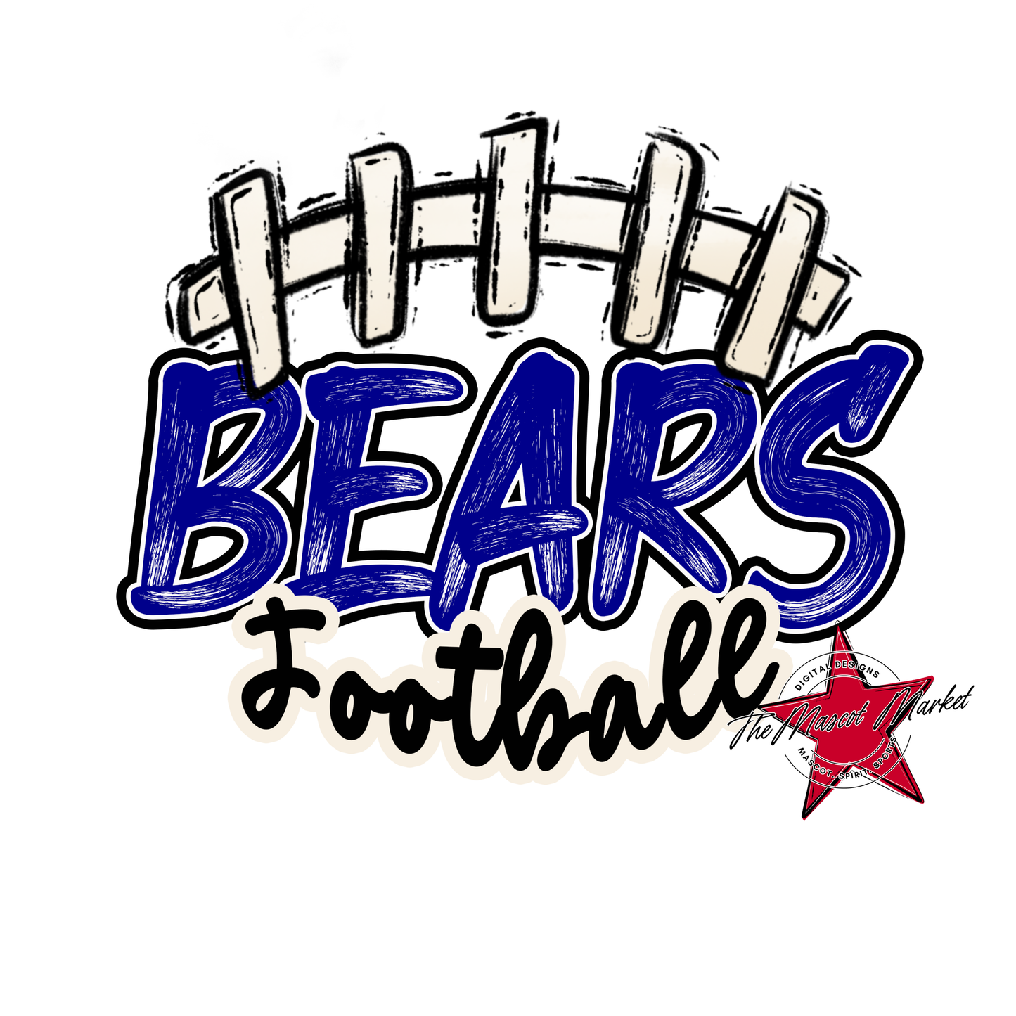 Bears Scratchy Varsity Football Design-Blue