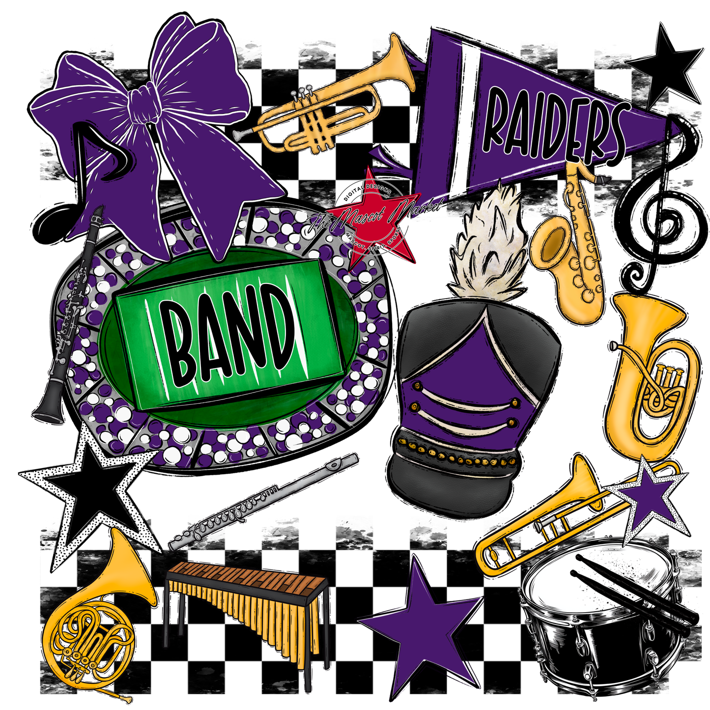 Raiders Band Checkers Design-Purple