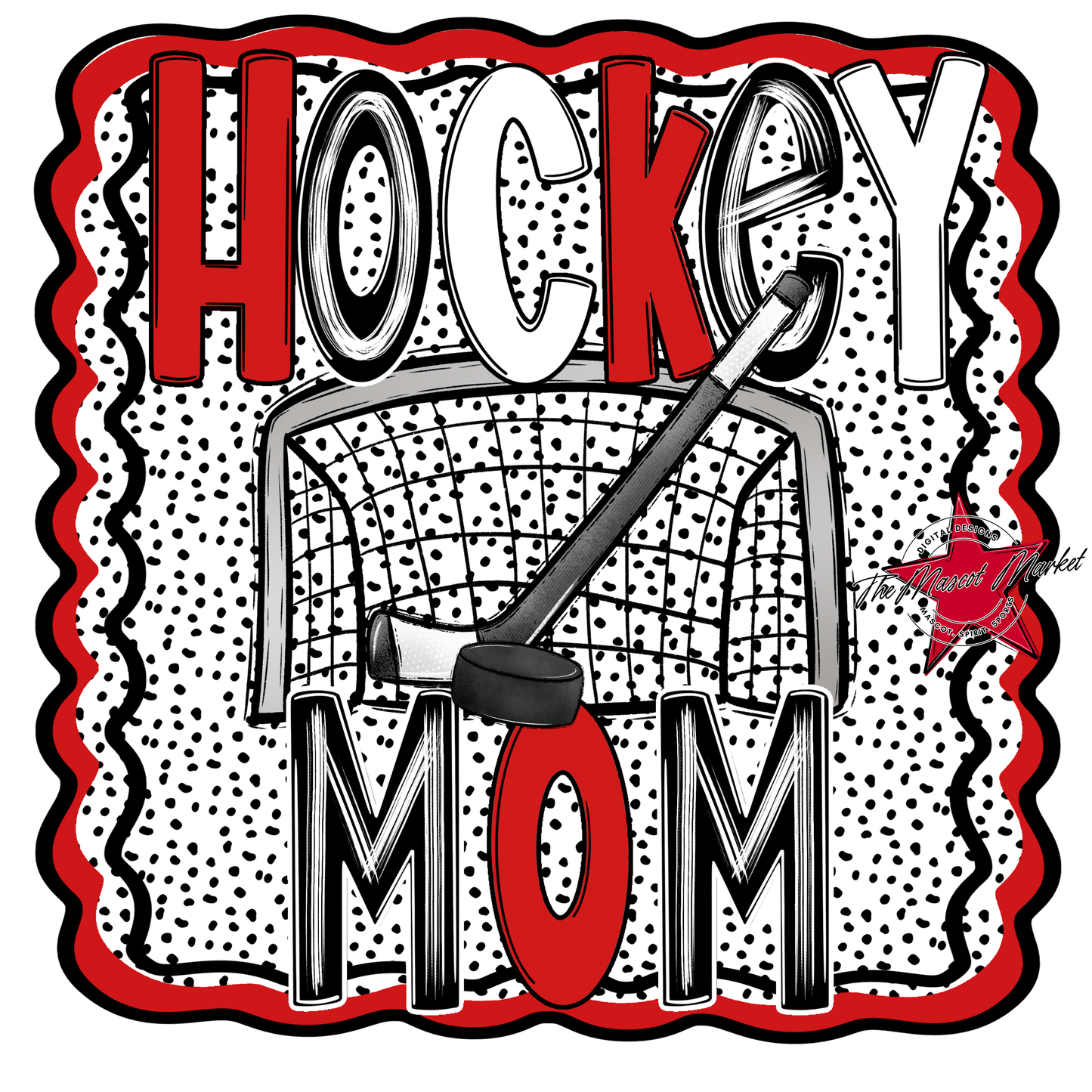Hockey Mom Dot Design-Red