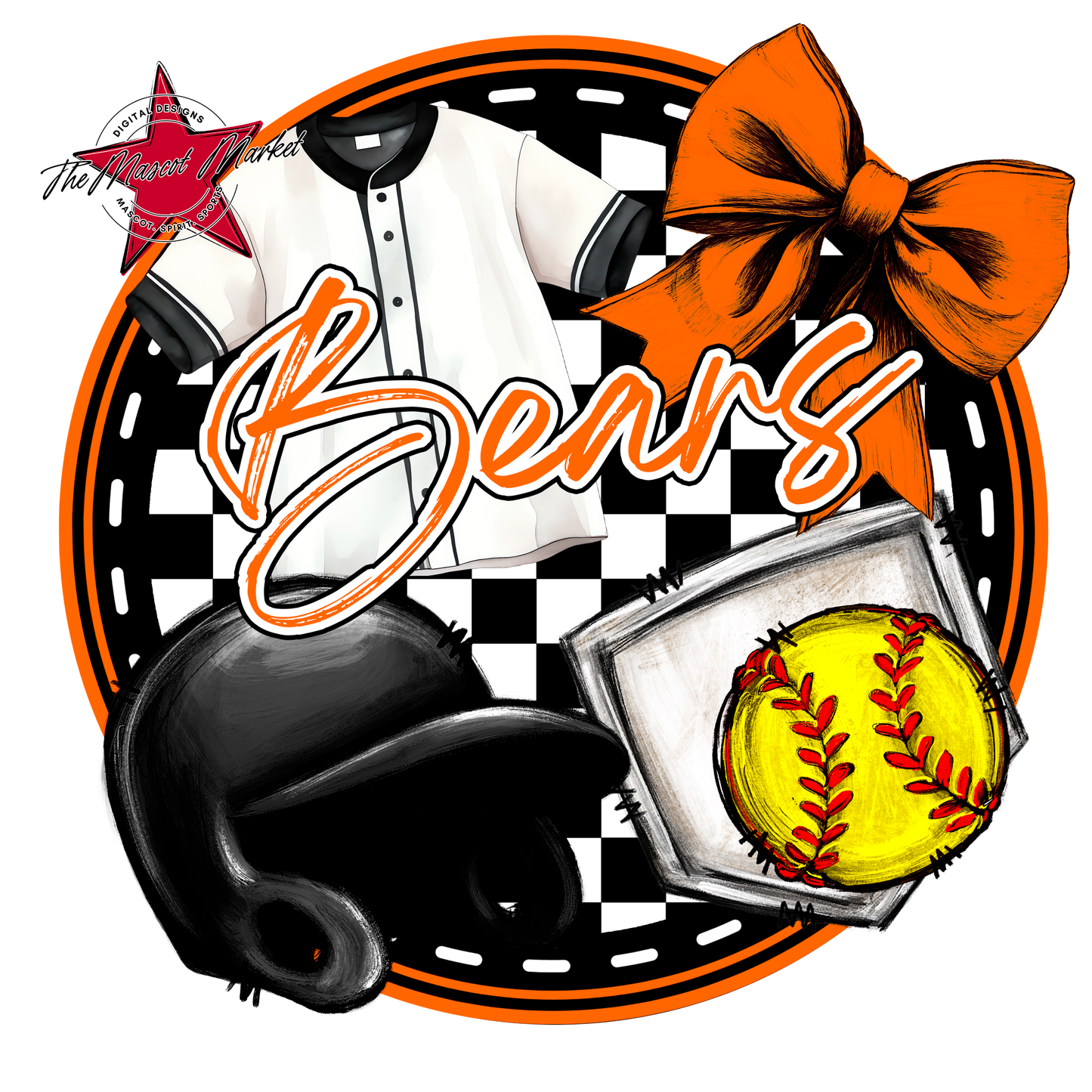 Bears Circle Softball Design-Orange