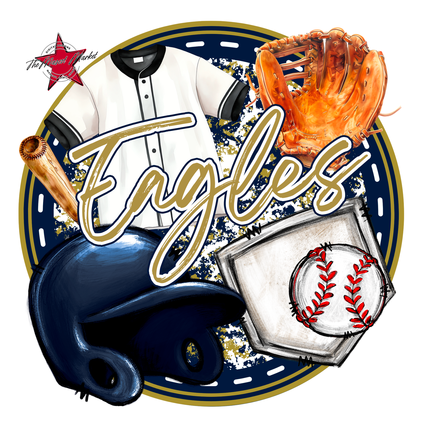 Eagles Circle Baseball Design-Navy-Gold