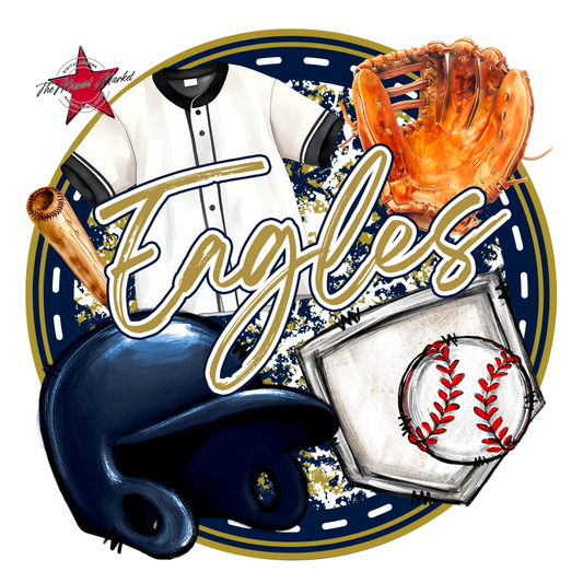 Eagles Circle Baseball Design-Navy-Gold