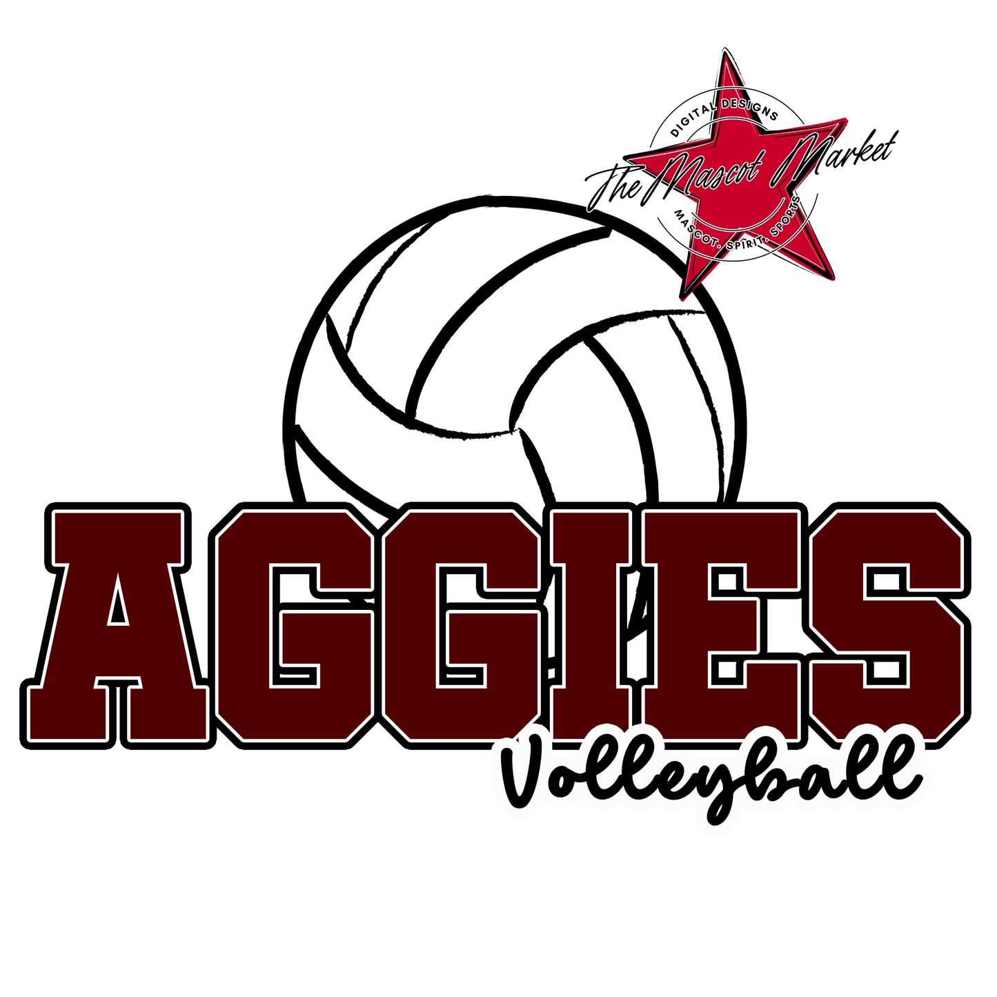 Aggies Varsity Volleyball Design-Maroon