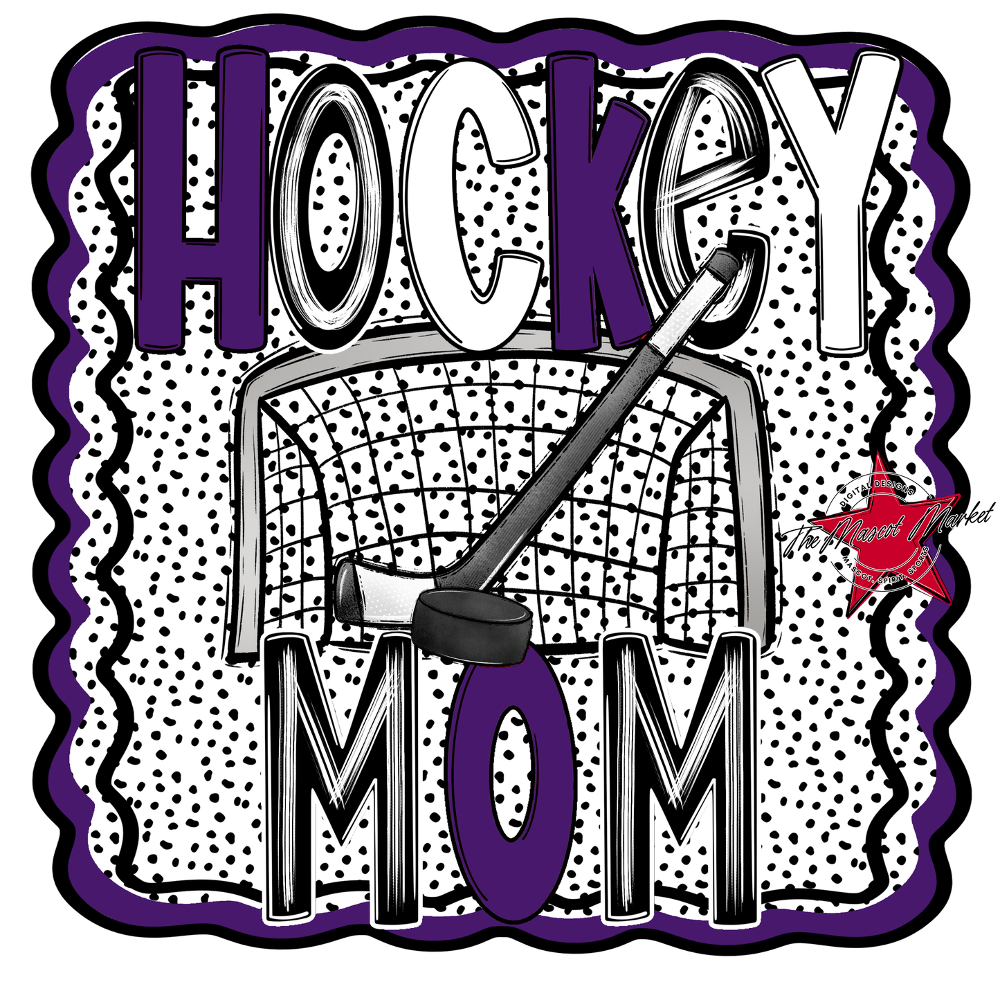 Hockey Mom Dot Design-Purple