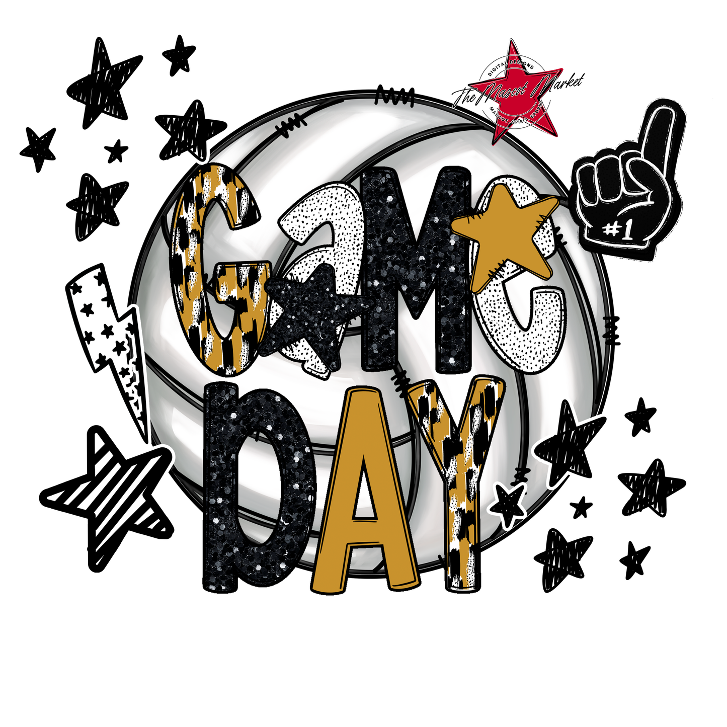 Volleyball Game Day Scrape-Gold