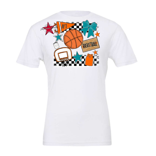 Basketball Checkers Spirit Design-Orange-Dark Teal