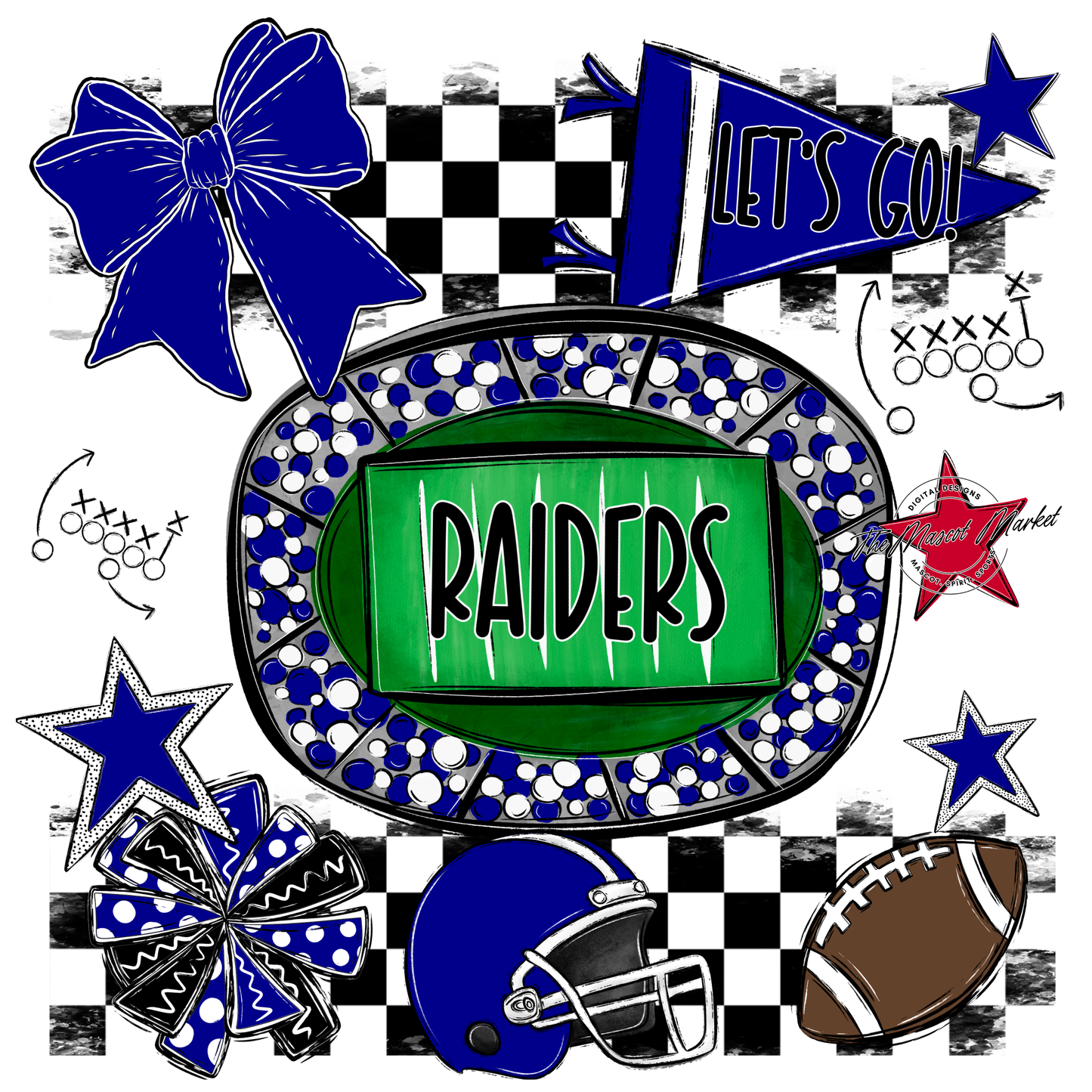 Raiders Checkers Spirit Design-Blue