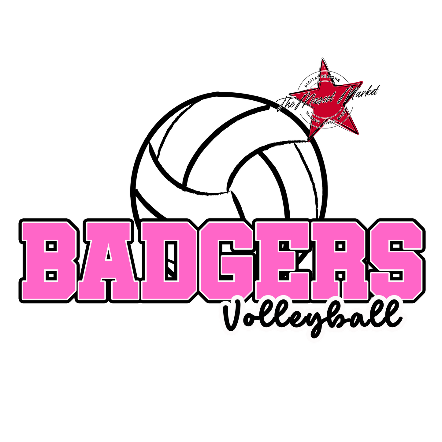 Badgers Volleyball Design-Baby Pink