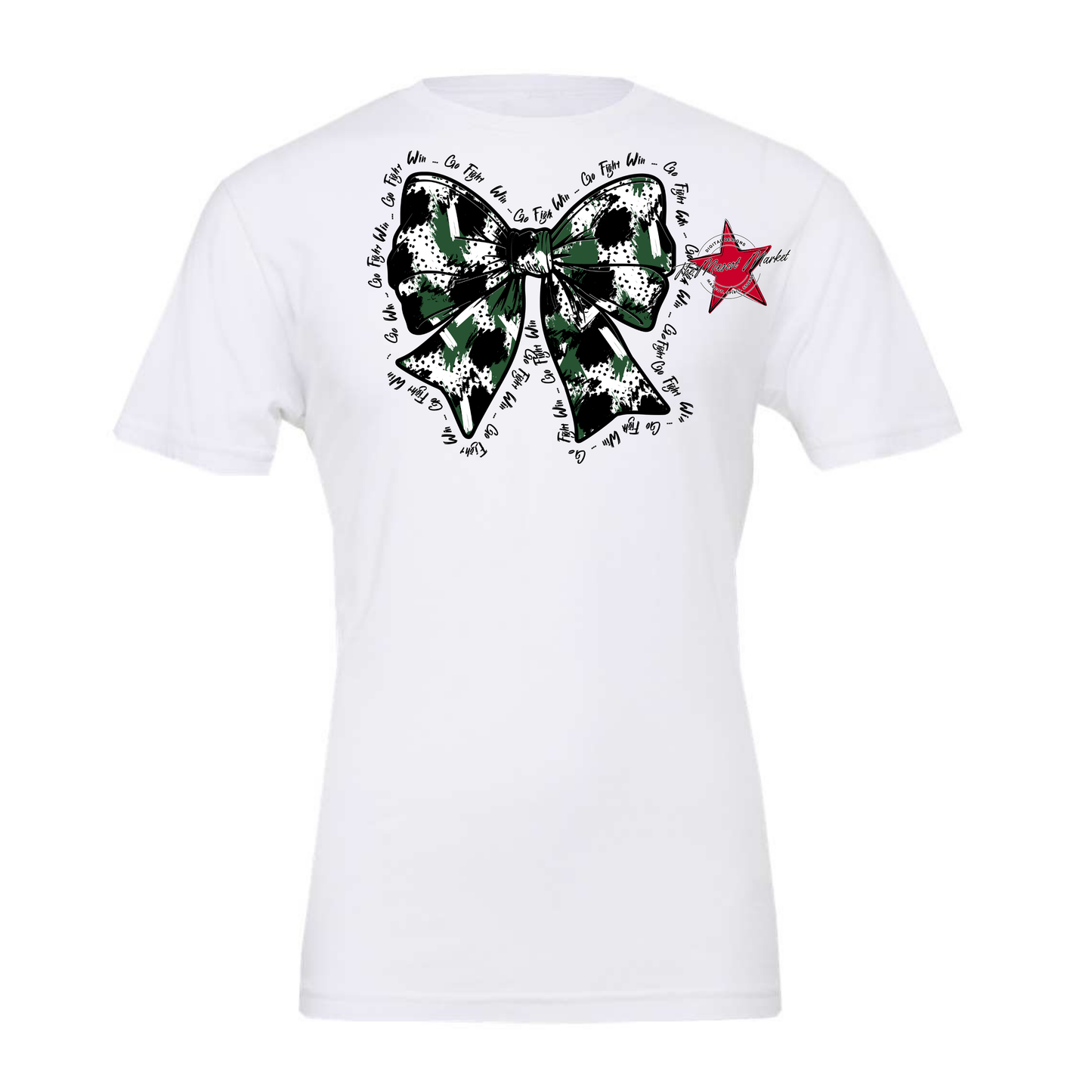 Go, Fight, Win, Splatter Bow Design-Green