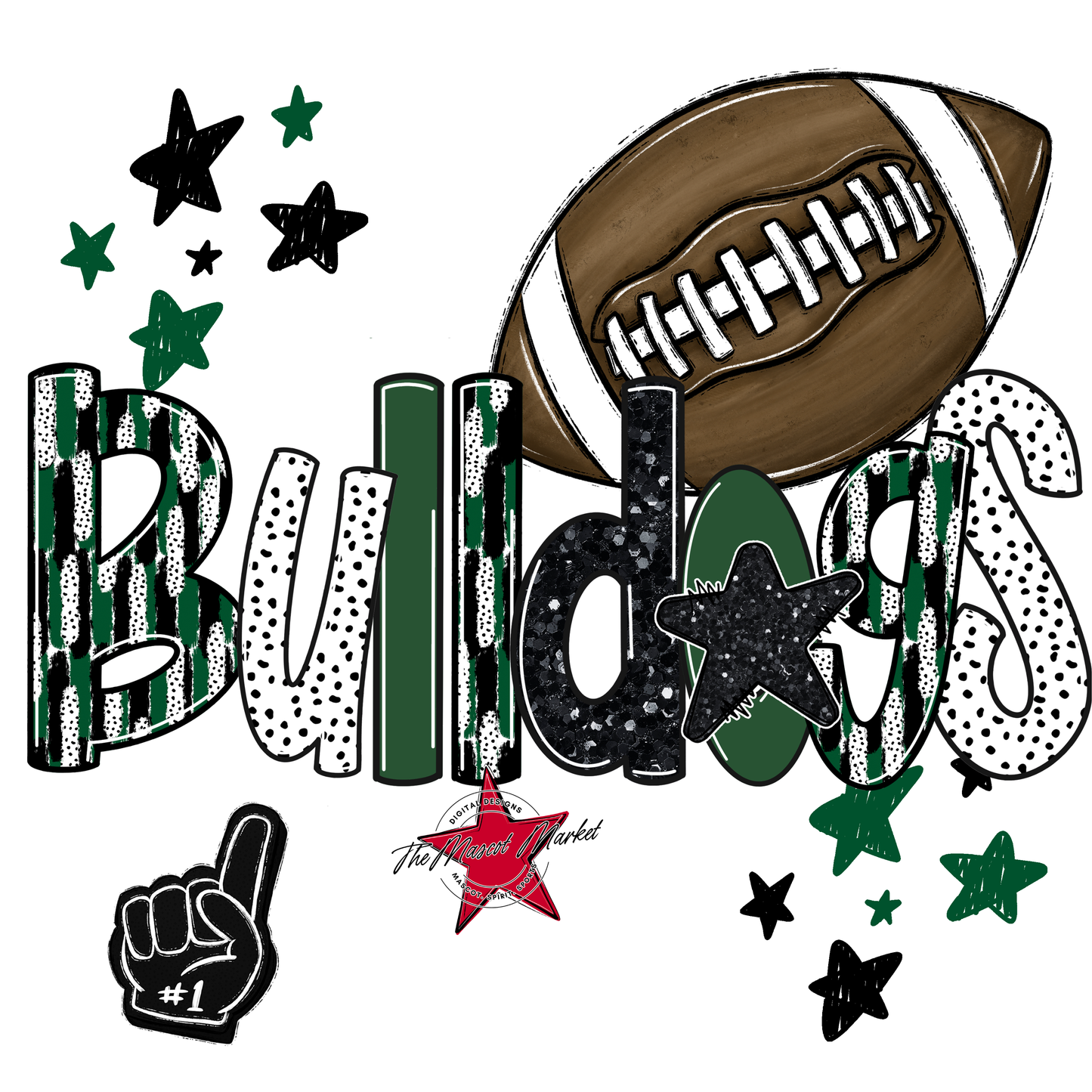 Bulldogs Football Scrape-Green