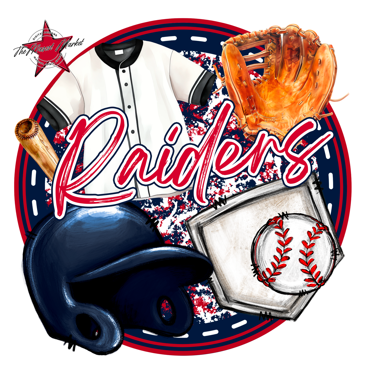 Raiders Circle Baseball Design-Navy-Red