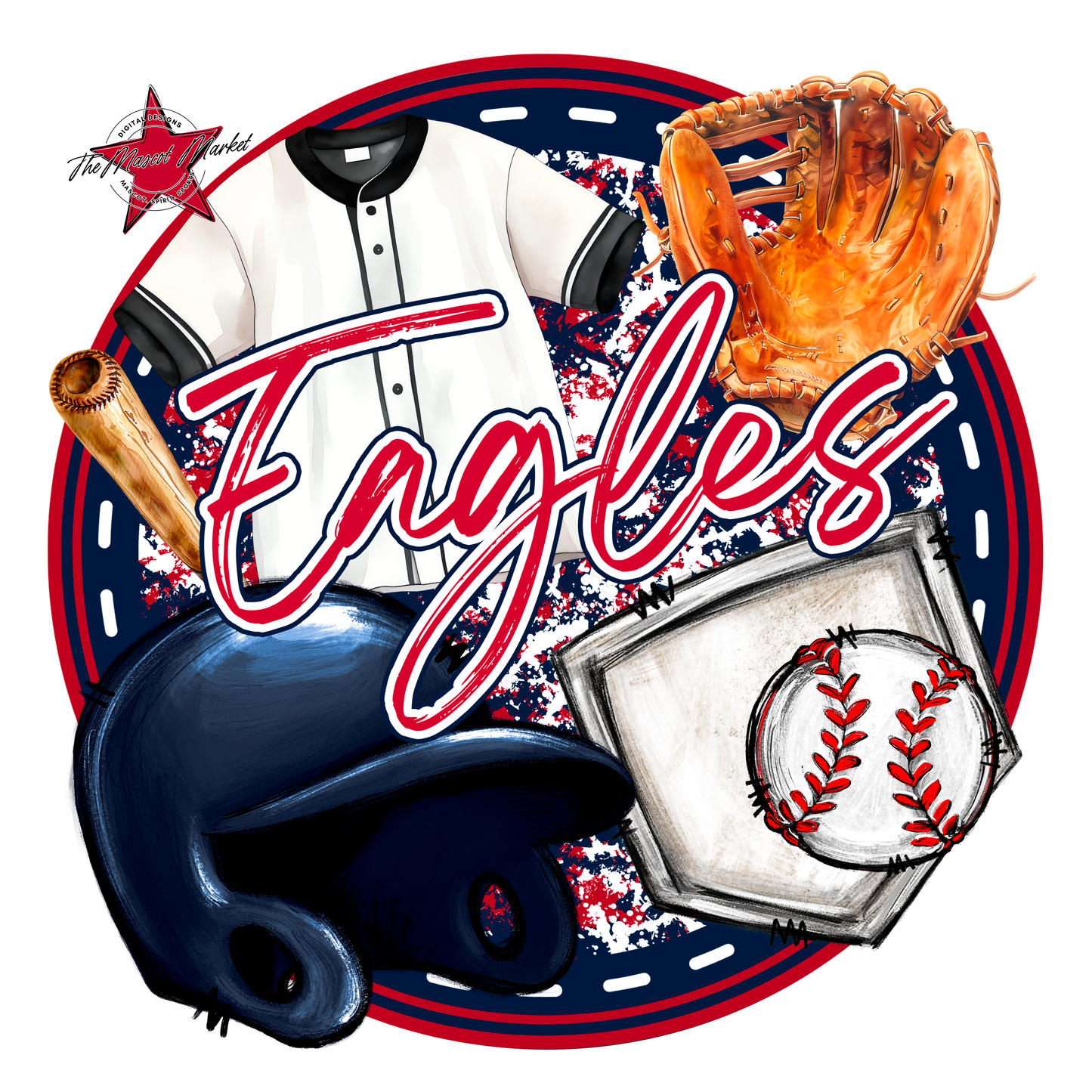 Eagles Circle Baseball Design-Navy-Red
