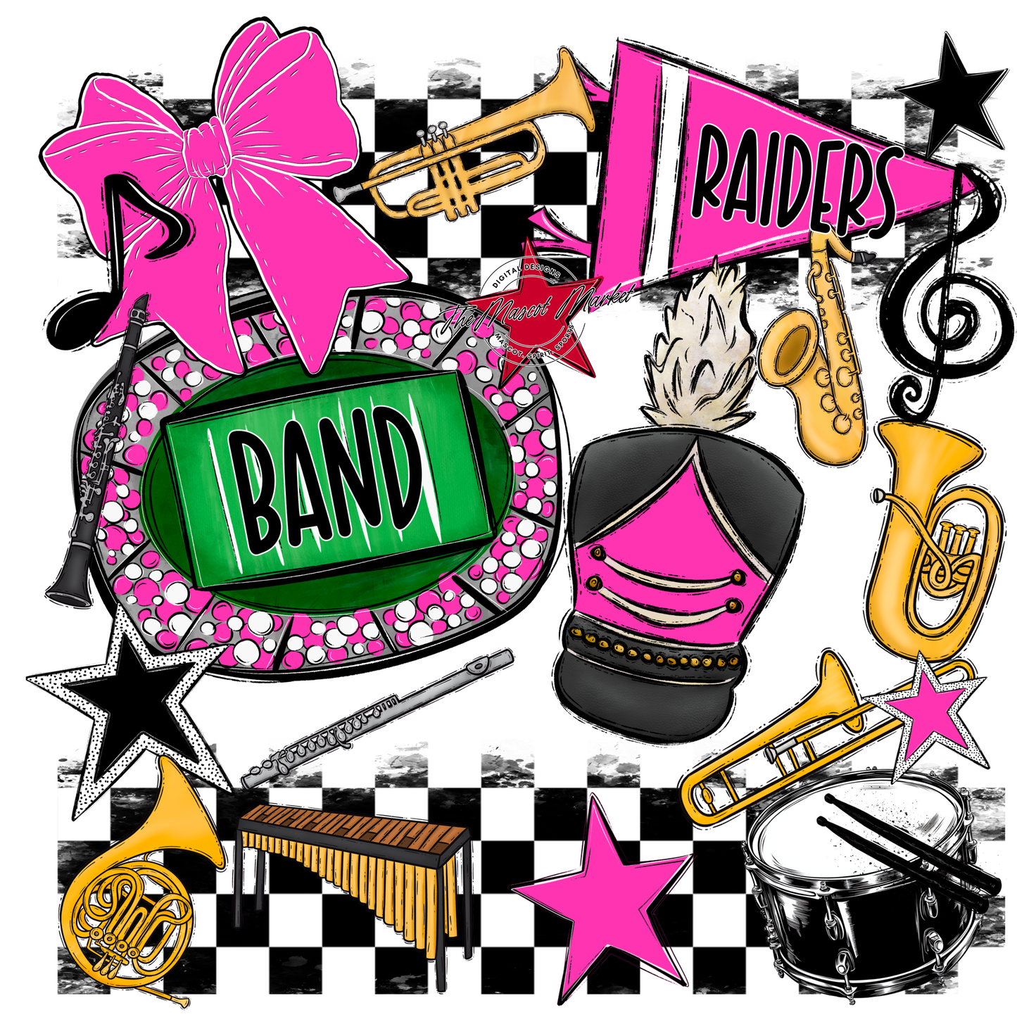 Raiders Band Checkers Design-Pink