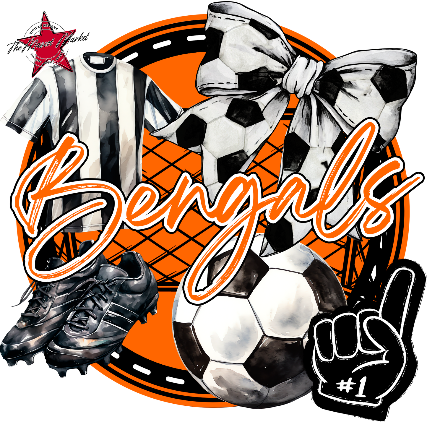Bengals Circle Soccer Design-Orange