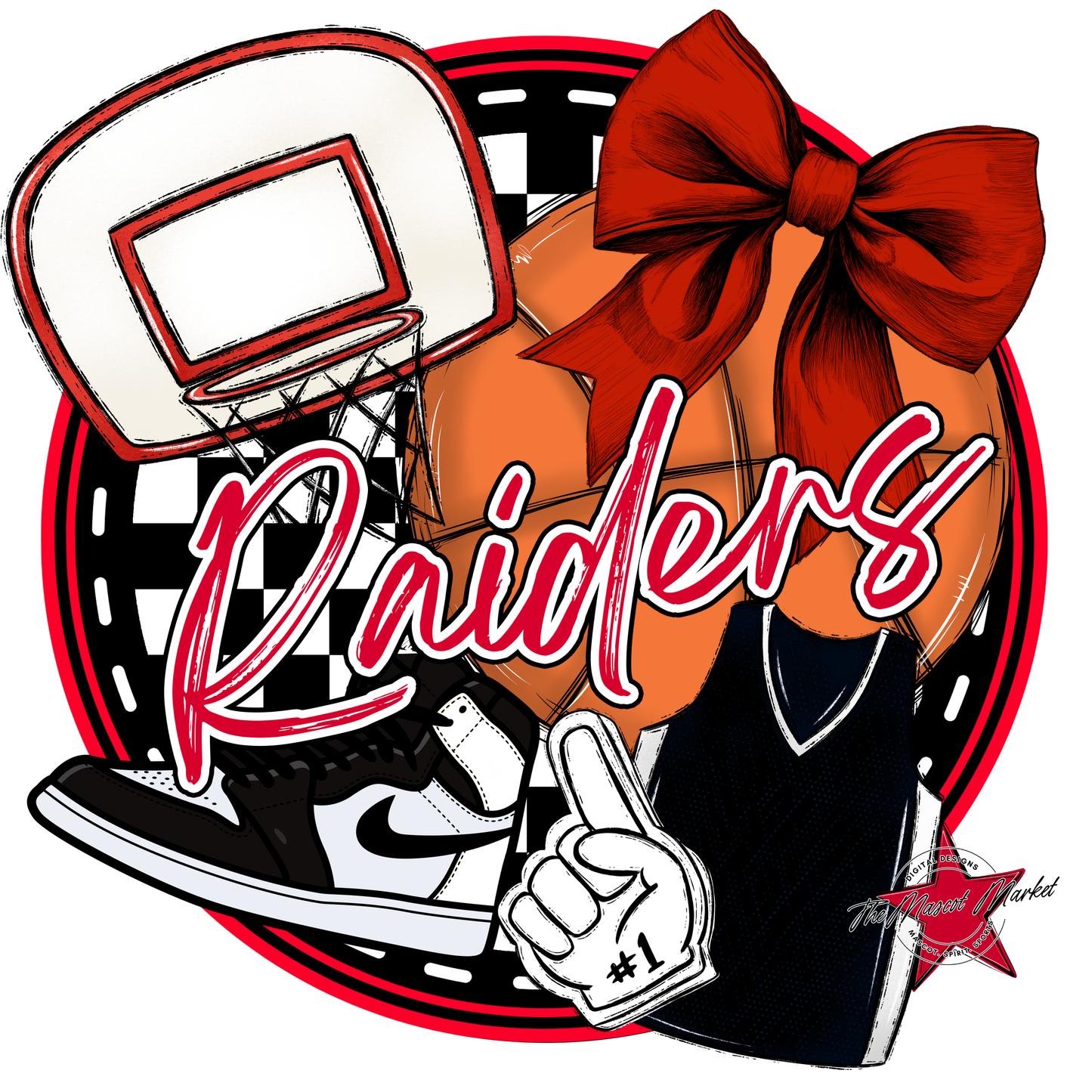 Raiders Circle Basketball Design-Red