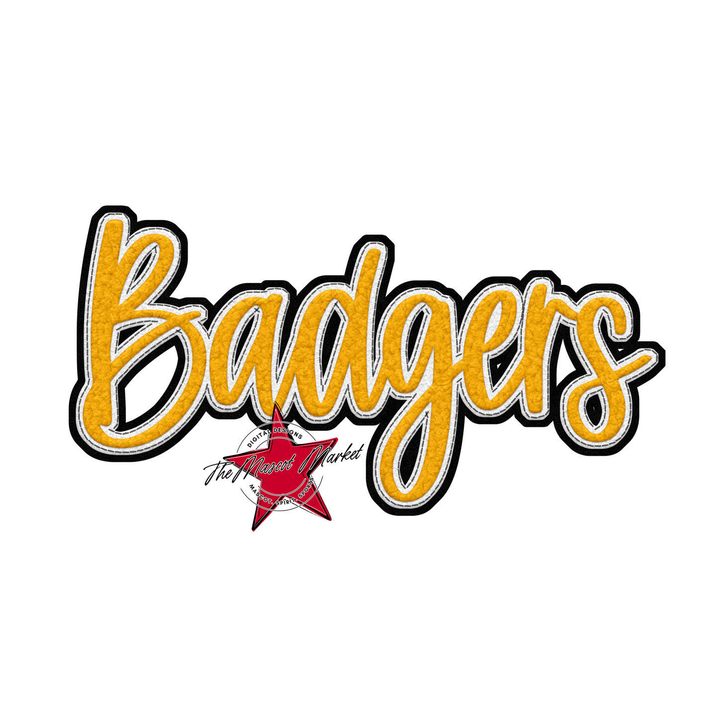 Badgers Faux Chenille Patch Design-Yellow