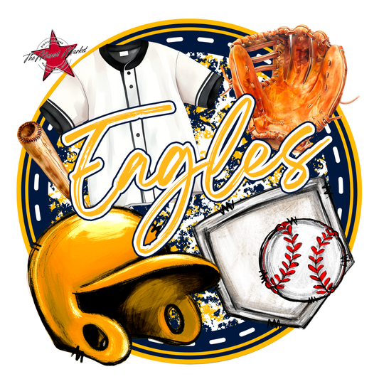 Eagles Circle Baseball Design-Navy-Yellow